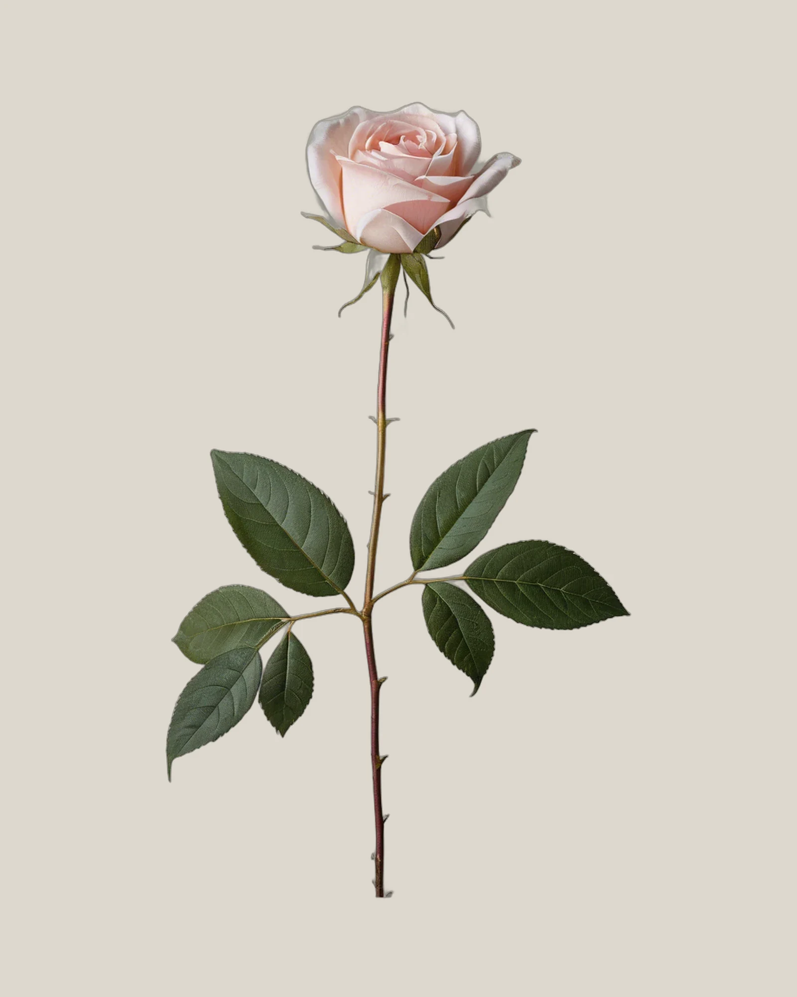 David Austin Constance – Rosa hybrida, freigestellte botanische Studioaufnahme