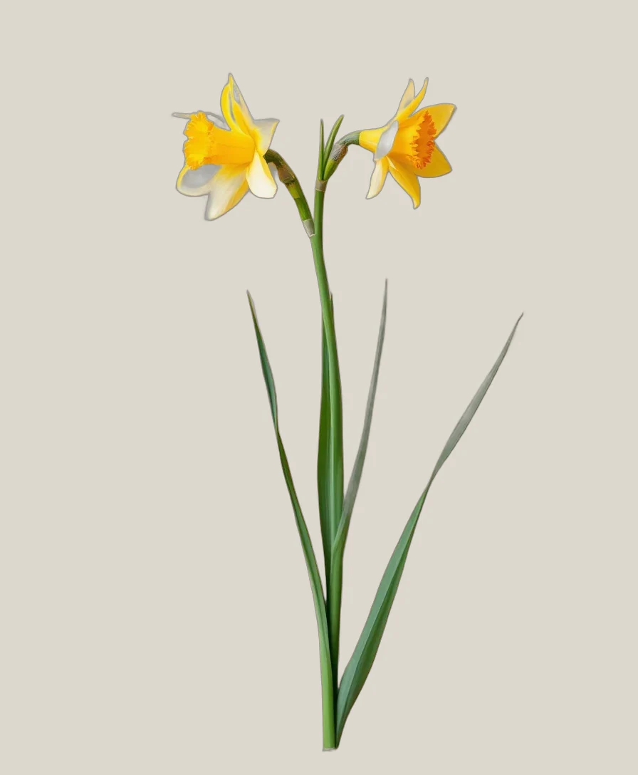 Narzisse Gelb – Narcissus, freigestellte botanische Studioaufnahme